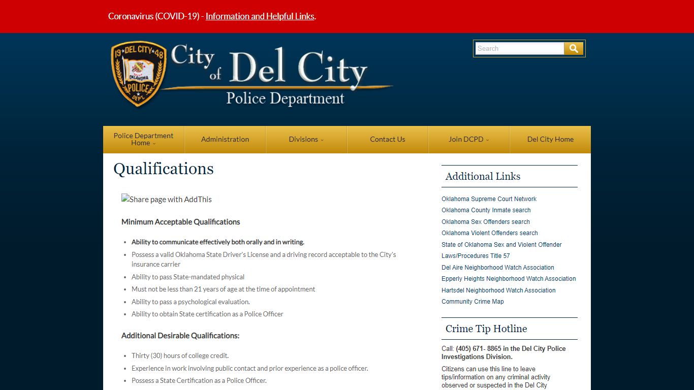 Qualifications | City of Del City